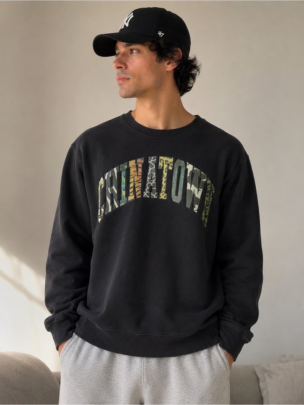 Chinatown Market Black Graphic Crewneck Sweatshirt